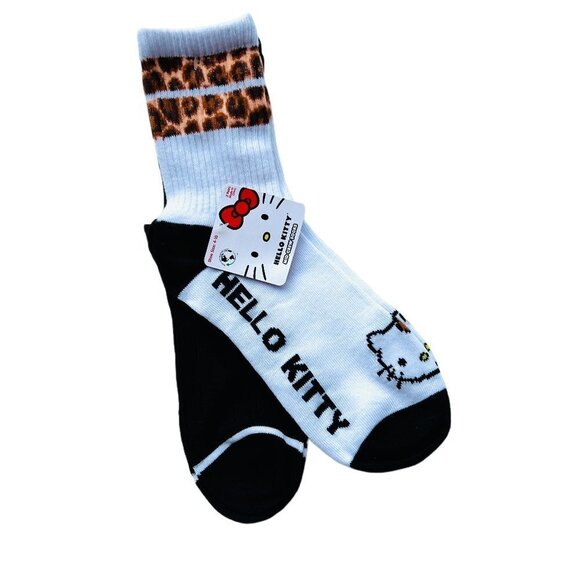 Hello Kitty Accessories - HELLO Kitty Womens Retro Leopard Bow Crew Socks 2 Pack